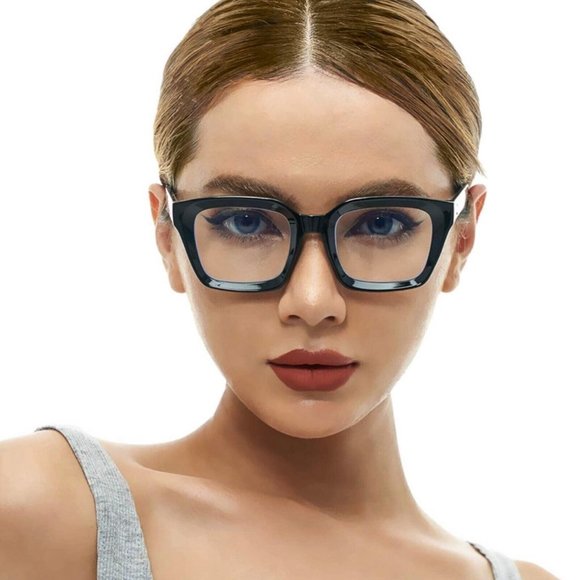 Women Men Thick Chunky Square Frame Retro Clear Lens Classic Eye Glasses - Picture 6 of 9